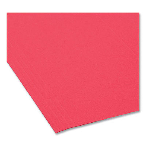 Smead Colored Hanging File Folders with 1/5 Cut Tabs, Letter Size, 1/5-Cut Tabs, Red, 25/Box 8 1/2" x 11" - Top Tab Location - Assorted Tab Position - 11 pt. - Vinyl - Red - 10% Recycled - 25 / Box (64067)