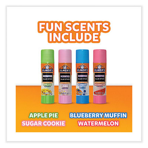 Elmer's Scented Glue Sticks, 0.21 oz, Dries in Assorted Colors, 4 Scents (2142958)