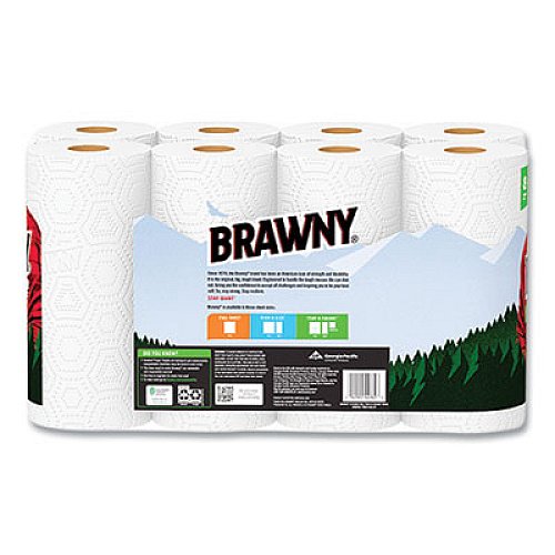 Brawny&reg; Tear-A-Square Kitchen Paper Towels, 2-Ply, 120 Sheets, 8 Rolls (443665)