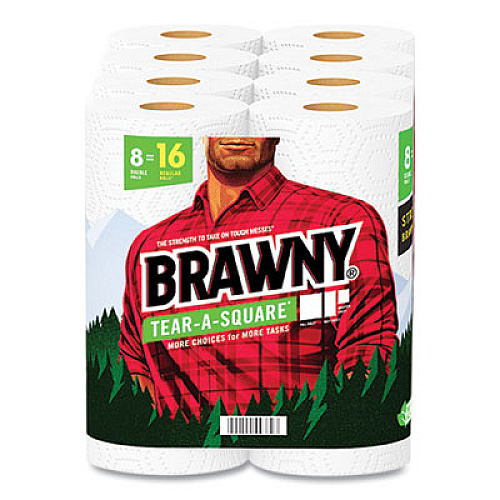 Brawny&reg; Tear-A-Square Kitchen Paper Towels, 2-Ply, 120 Sheets, 8 Rolls (443665)
