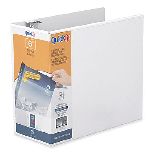 Stride QuickFit D-Ring View Binder, 3 Rings, 6" Capacity, 11 x 8.5, White 6" Binder Capacity - Letter - 8 1/2" x 11" Sheet Size - 1350 Sheet Capacity - 3 x 6" Ring(s) - Fastener(s): D-Ring - Pocket(s): Internal, Front, Back - Polypropylene - Whit (870800)