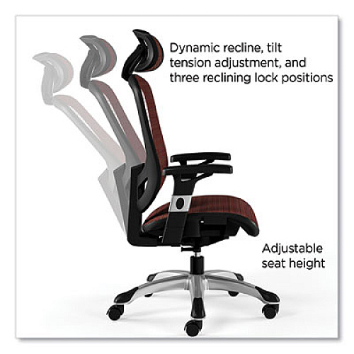 Union & Scale FlexFit Hyken Mesh Task Chair, Supports Up to 275 lb, 17.24" to 20.98" Seat Height, Maroon Seat/Back, Silver/Black Base (59462VCC)