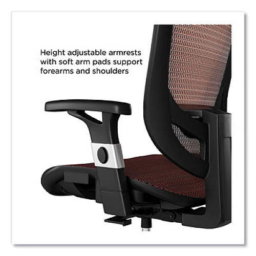 Union & Scale FlexFit Hyken Mesh Task Chair, Supports Up to 275 lb, 17.24" to 20.98" Seat Height, Maroon Seat/Back, Silver/Black Base (59462VCC)