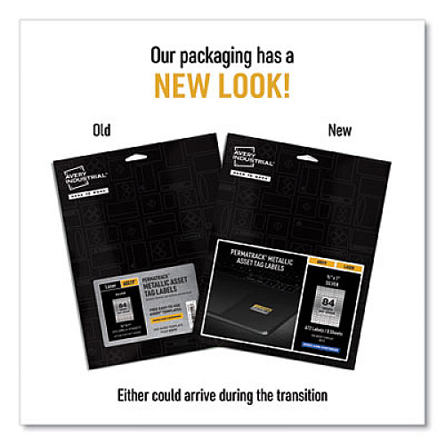 Avery PermaTrack Metallic Asset Tag Labels, Laser Printers, 0.5 x 1, Silver, 84/Sheet, 8 Sheets/Pack Waterproof - 1/2" Width x 1" Length - Permanent Adhesive - Rectangle - Laser - Glossy - Silver - Film - PVC-free, Print-to-the Edge, Permanent Adh (60519)