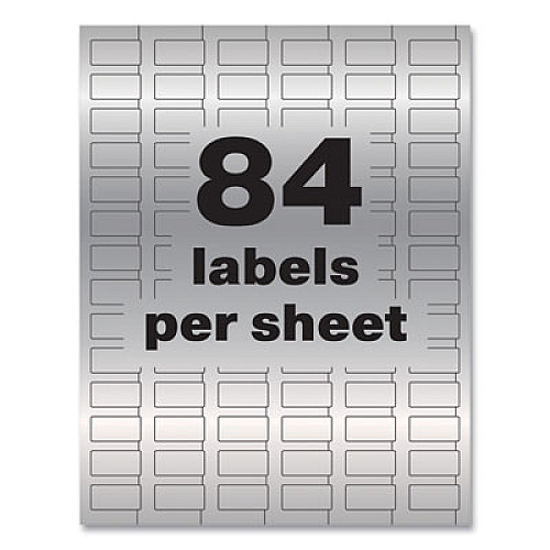 Avery PermaTrack Metallic Asset Tag Labels, Laser Printers, 0.5 x 1, Silver, 84/Sheet, 8 Sheets/Pack Waterproof - 1/2" Width x 1" Length - Permanent Adhesive - Rectangle - Laser - Glossy - Silver - Film - PVC-free, Print-to-the Edge, Permanent Adh (60519)