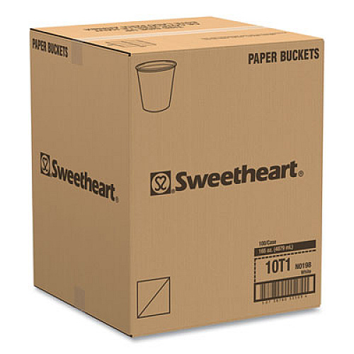 SOLO Double Wrapped Paper Bucket, Unwaxed, 165 oz, White, 100/Carton (10T1UU)