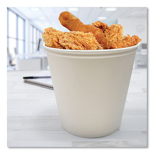 SOLO Double Wrapped Paper Bucket, Unwaxed, 165 oz, White, 100/Carton (10T1UU)