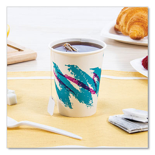 Dart Jazz Paper Hot Cups, 8oz, Polycoated, 50/Bag, 20 Bags/Carton