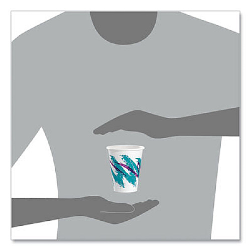 SOLO Jazz Paper Hot Cups, 8 oz, White/Green/Purple, 50/Bag, 20 Bags/Carton (378JZJ)