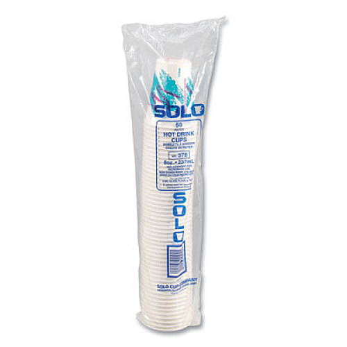 SOLO Jazz Paper Hot Cups, 8 oz, White/Green/Purple, 50/Bag, 20 Bags/Carton (378JZJ)
