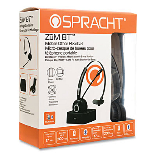 ZuM BT Mobile Office Monaural Over The Head Headset, Black