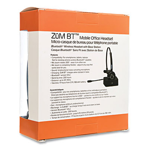 ZuM BT Mobile Office Monaural Over The Head Headset, Black
