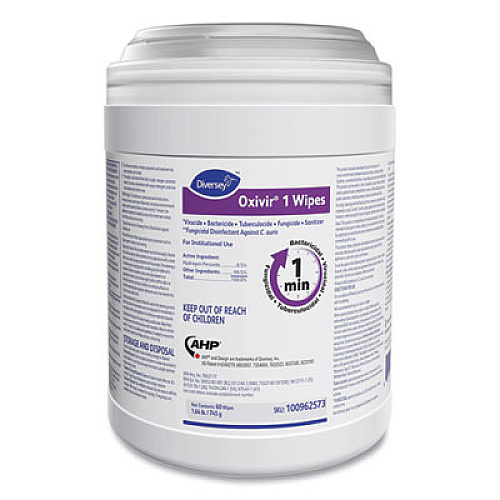 Oxivir 1 Wipes, 10 x 10, Characteristic Scent, 60 Canister, 12/Carton