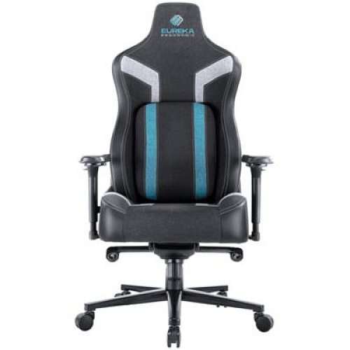 Eureka Python II Ergonomic Chair, Supports up to 300 lb, 18.88" to 22.83" Seat Height, Black Fabric Seat, Black/Blue Fabric Back (GC08BU)