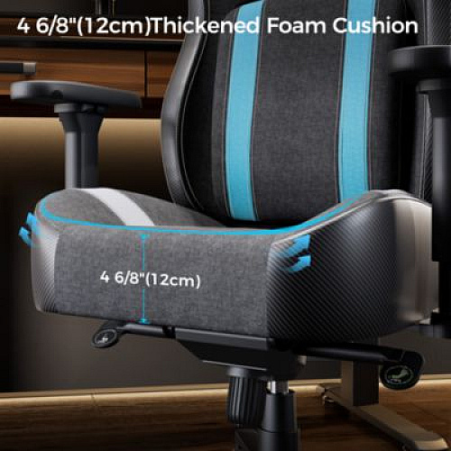 Eureka Python II Ergonomic Chair, Supports up to 300 lb, 18.88" to 22.83" Seat Height, Black Fabric Seat, Black/Blue Fabric Back (GC08BU)