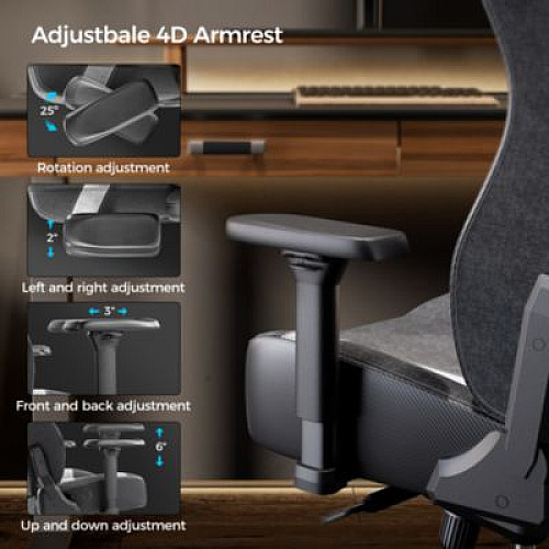 Eureka Python II Ergonomic Chair, Supports up to 300 lb, 18.88" to 22.83" Seat Height, Black Fabric Seat, Black/Blue Fabric Back (GC08BU)