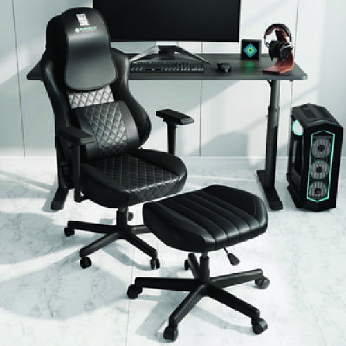 Eureka Footstool with Wheels, 19.25 x 17.38 x 14.63 to 17.75, Black (AR21B)