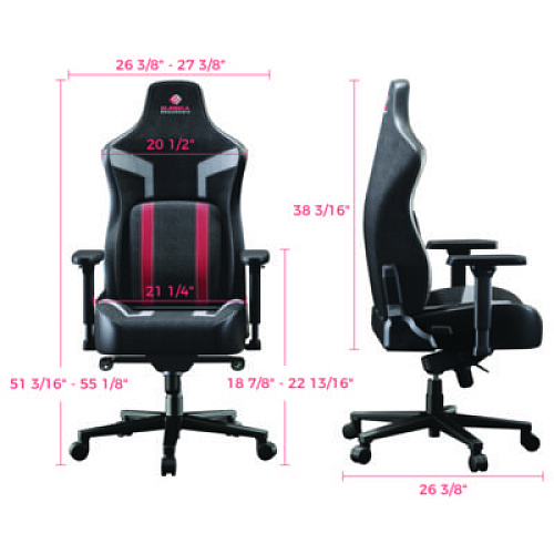 Eureka Python II Ergonomic Chair, Supports up to 300 lb, 18.88" to 22.83" Seat Height, Black Fabric Seat, Black/Red Fabric Back (GC08R)
