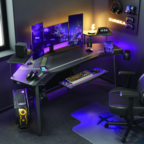 Eureka Aero Gaming Desk, 72.06" x 23.63" x 38", Black (E70B)
