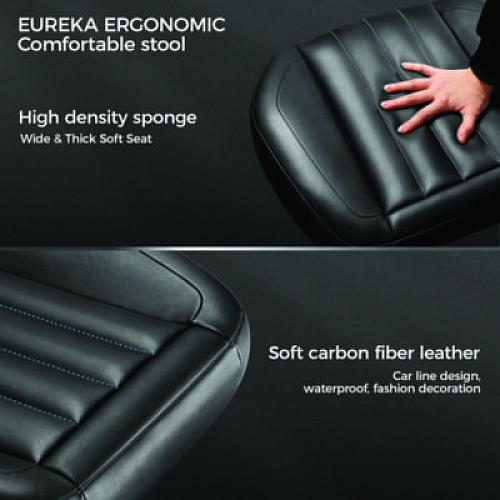 Eureka Footstool with Wheels, 19.25 x 17.38 x 14.63 to 17.75, Black (AR21B)