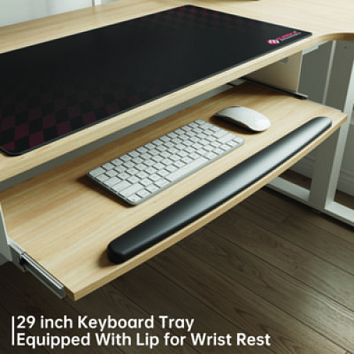 Eureka L-Shaped Standing Desk with Keyboard Tray, Right Desk, 61.25" x 43.25" x 34.38" to 52.88", Maple White/White (L60RMW)