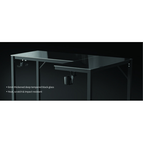 Eureka RGB LED Lights Glass Gaming Desk, 60" x 40.25" x 30", Black (L60RB)
