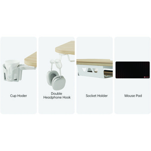 Eureka L-Shaped Standing Desk with Keyboard Tray, Left Desk, 61.25" x 43.25" x 34.38" to 52.88", Maple White/White (L60LMW)