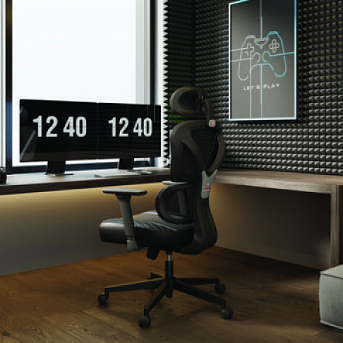 Eureka Norn Ergonomic Chair, Supports Up to 275 lb, 18.11" to 22.04" Seat Height, Black/Gray Mesh Seat/Back, Black Base (GC06GY)