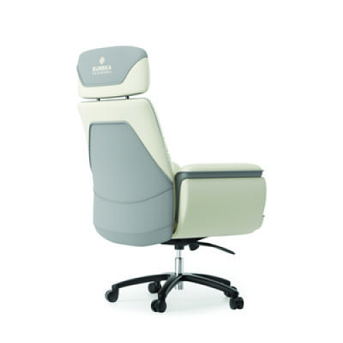 Eureka Royal Executive Office Chair, Support up to 300 lb, 19.46"-22.26" Seat Height, White PU Leather Seat, White Faux Leather Back (OC003OW)