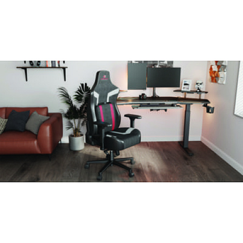 Eureka Python II Ergonomic Chair, Supports up to 300 lb, 18.88" to 22.83" Seat Height, Black Fabric Seat, Black/Red Fabric Back (GC08R)