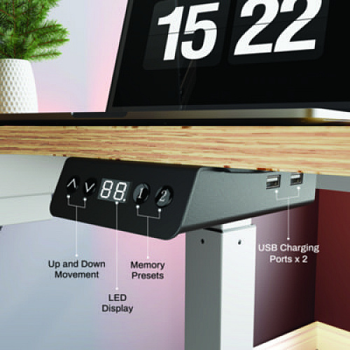 Eureka L-Shaped Standing Desk with Keyboard Tray, Left Desk, 61.25" x 43.25" x 34.38" to 52.88", Maple White/White (L60LMW)