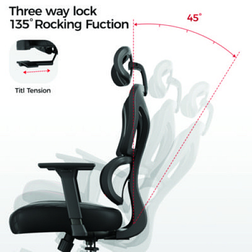 Eureka Norn Ergonomic Chair, Supports Up to 275 lb, 18.11" to 22.04" Seat Height, Black/Gray Mesh Seat/Back, Black Base (GC06GY)