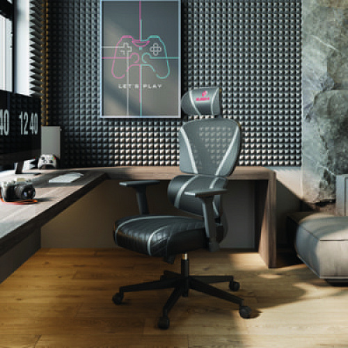 Eureka Norn Ergonomic Chair, Supports Up to 275 lb, 18.11" to 22.04" Seat Height, Black/Gray Mesh Seat/Back, Black Base (GC06GY)