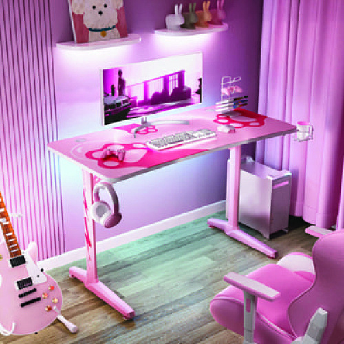 Eureka Cute Gaming Desk, 47" x 23.63" x 30.13", Pink (GD0100)