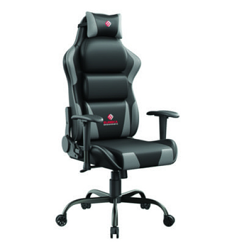 Eureka Hector Ergonomic Chair, Supports Up to 300 lb, 20.25" - 24.25" Seat Height, Black PU Leather Seat, Black/Gray PU Leather Back (GC07GY)