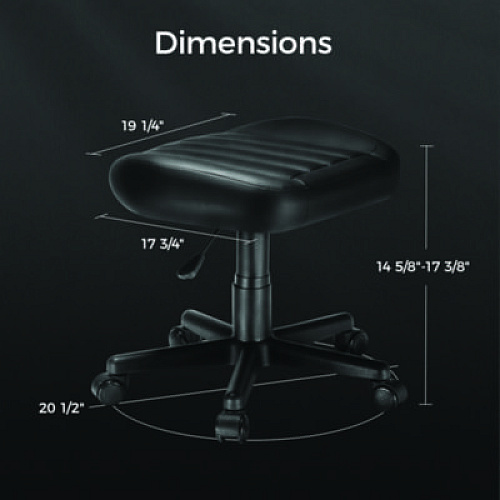 Eureka Footstool with Wheels, 19.25 x 17.38 x 14.63 to 17.75, Black (AR21B)