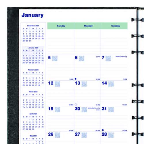 Blueline Plan and Link Monthly Planner, 9.25 x 7.25, Black Lizard-Like Faux Leather Cover, 16-Months: Sept 2024 to Dec 2025 (C1200C81)
