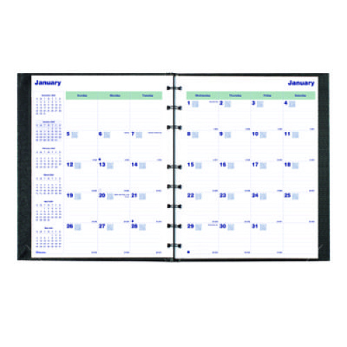 Blueline Plan and Link Monthly Planner, 9.25 x 7.25, Black Lizard-Like Faux Leather Cover, 16-Months: Sept 2024 to Dec 2025 (C1200C81)
