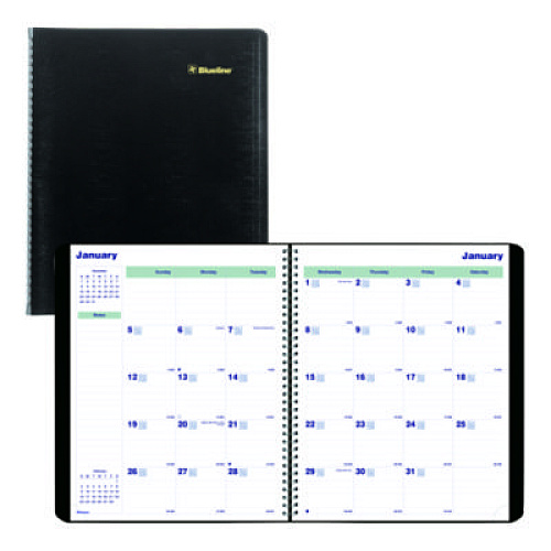 Blueline Plan and Link Monthly Planner, 11" x 9.06", Black Cover, 16-Month: Sept 2025 to Dec 2026 (C151281T)