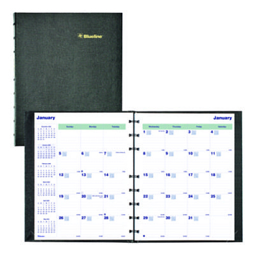 Blueline Plan and Link Monthly Planner, 9.25 x 7.25, Black Lizard-Like Faux Leather Cover, 16-Months: Sept 2024 to Dec 2025 (C1200C81)