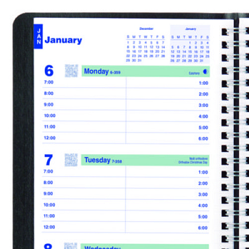 Blueline Plan and Link Weekly Planner, 8" x 5", Black Cover, 12-Month (Jan to Dec): 2026 (C507581T)
