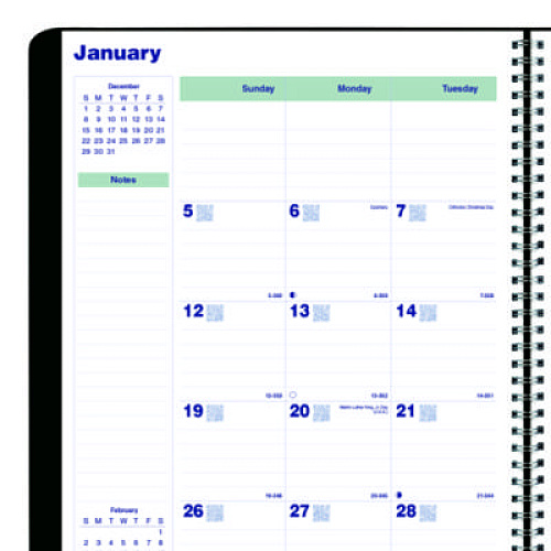 Blueline Plan and Link Monthly Planner, 11" x 9.06", Black Cover, 16-Month: Sept 2025 to Dec 2026 (C151281T)