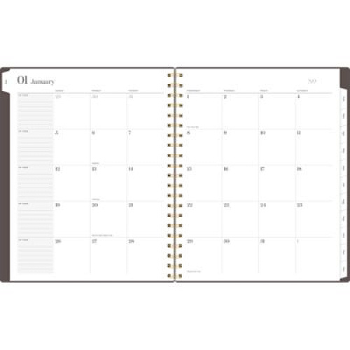 Cambridge Workstyle Monthly Poly Planner, Geometric Artwork, 11 x 8.5, Java Brown/Gold Cover, 12-Month (Jan to Dec): 2025 (160690004)