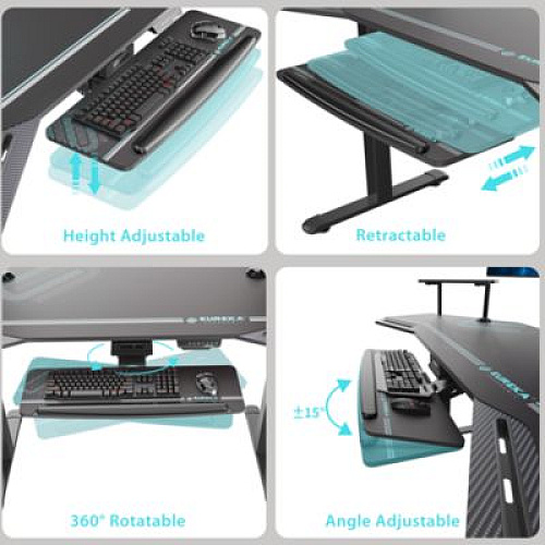 Eureka Aero Standing Desk, 71.93" x 29.93" x 34.62" to 53.18", Black (ES71B)