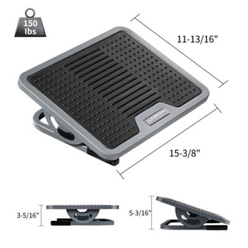 Eureka Adjustable Ergonomic Footrest, 15.38 x 11.81 x 3.32 to 5.19, Black/Gray (DSN03048)