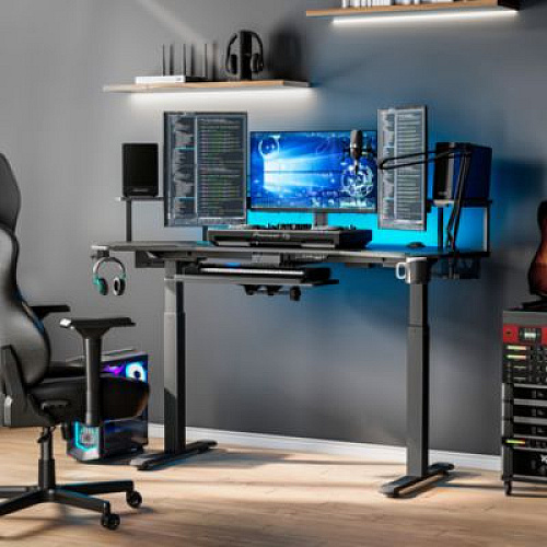 Eureka Aero Standing Desk, 71.93" x 29.93" x 34.62" to 53.18", Black (ES71B)