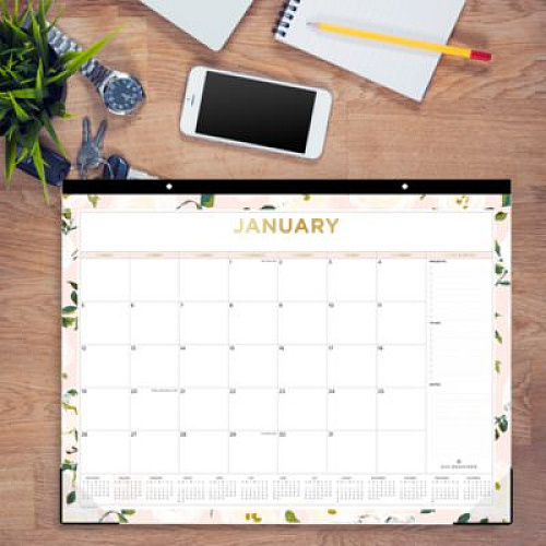 Blue Sky Day Designer Coming Up Roses Monthly Desk Pad Calendar, Floral Artwork, 22 x 17, Cream/Blush Sheets, 12-Month (Jan-Dec): 2026 (138198)