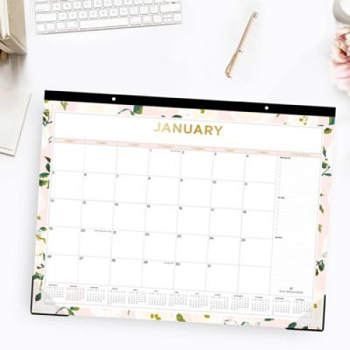 Blue Sky Day Designer Coming Up Roses Monthly Desk Pad Calendar, Floral Artwork, 22 x 17, Cream/Blush Sheets, 12-Month (Jan-Dec): 2026 (138198)