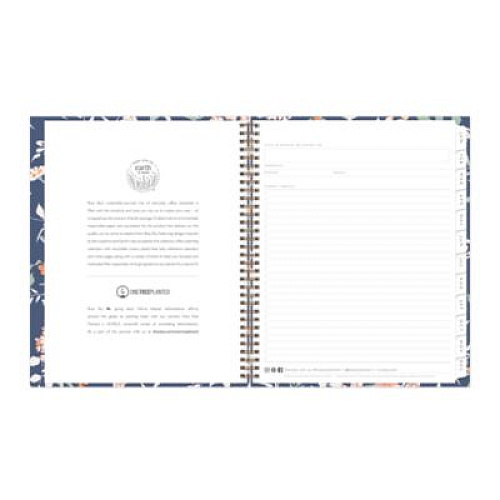 Blue Sky One Tree Planted Effie Weekly/Monthly Planner, Floral Artwork, 11" x 8.5", Blue/Peach/Green Cover, 12-Month (Jan-Dec): 2026 (138325)