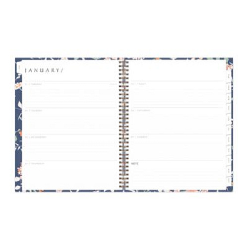 Blue Sky One Tree Planted Effie Weekly/Monthly Planner, Floral Artwork, 11" x 8.5", Blue/Peach/Green Cover, 12-Month (Jan-Dec): 2026 (138325)